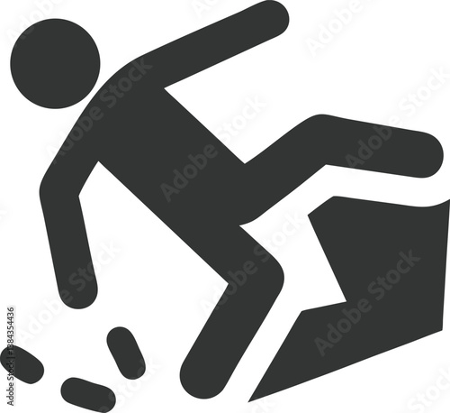 Stick Figure Faling Trip Hazard Symbol on Transparent Background Sign