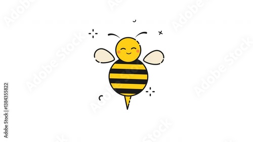 Bee flying cartoon animation design
