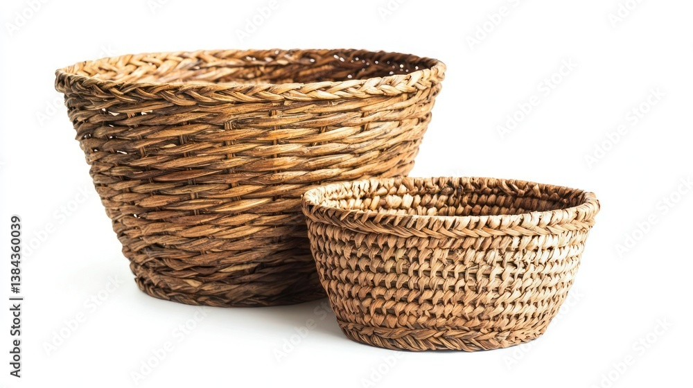Handwoven baskets isolated on white background Handwoven baskets isolated on white background