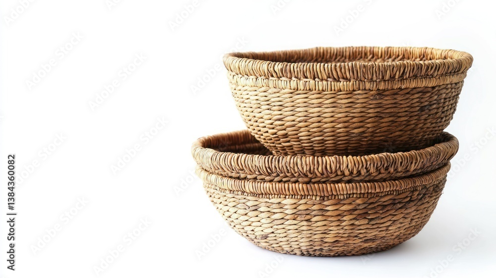 Handwoven baskets isolated on white background Handwoven baskets isolated on white background