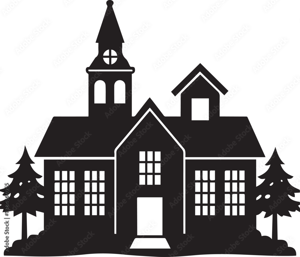 School vector illustration, School clipart, School silhouette vector black and white School vector illustration, School clipart, School silhouette vector black and white