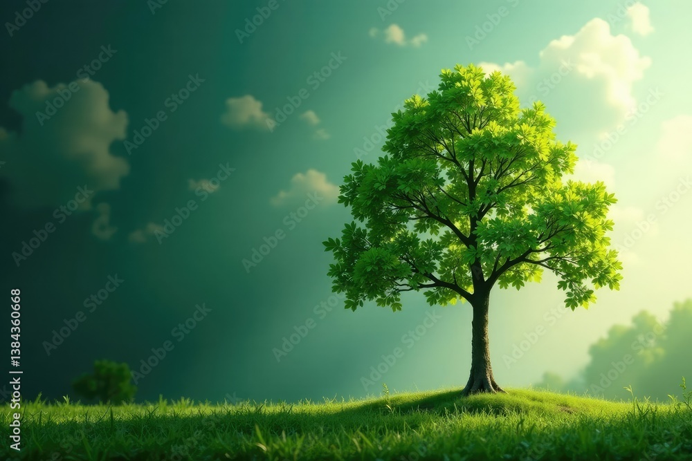 Obraz premium Single oak sapling, strong stem, reaching upward , macro, branch, agriculture