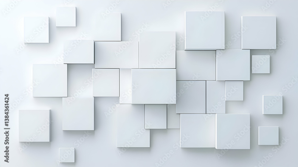 Abstract Geometric Composition Of White Cubes Abstract Geometric Composition Of White Cubes