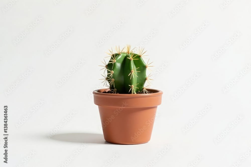 Small cactus isolated on white background with shadows, small, plant Small cactus isolated on white background with shadows, small, plant