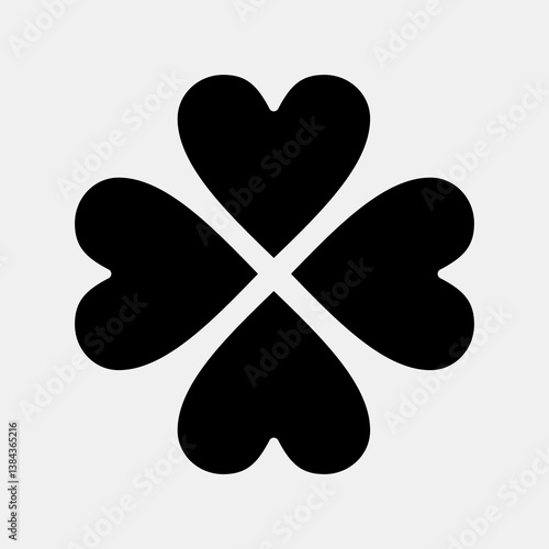 Icon four leaf clover. St. Patrick's Day celebration elements. Icons in glyph style. Good for prints, posters, logo, party decoration, greeting card, etc.