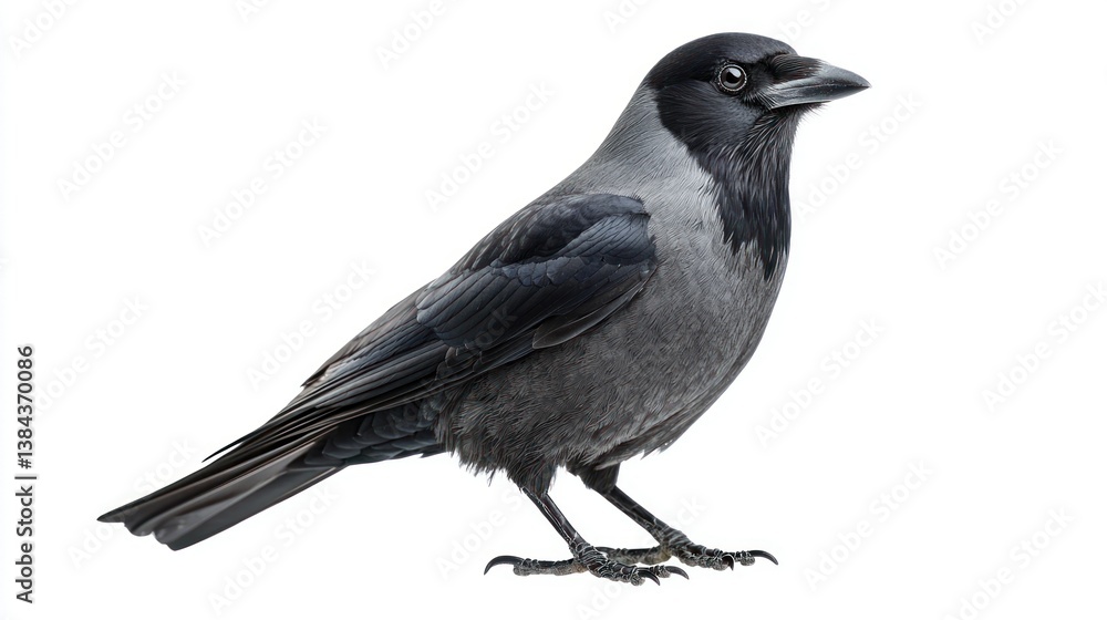 Obraz premium Jackdaw isolated on white background