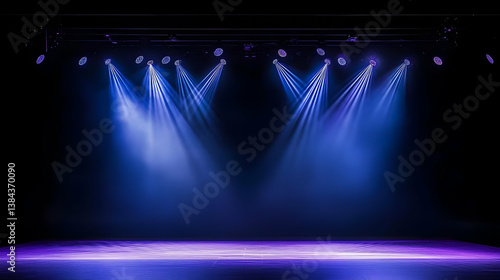 Stage Lighting With Blue And Purple Beams