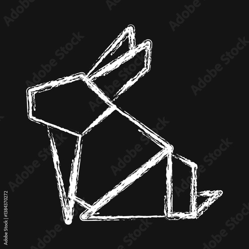 Icon bunny origami. Chinese Zodiac elements. Icons in chalk style. Good for prints, posters, logo, advertisement, decoration,infographics, etc.