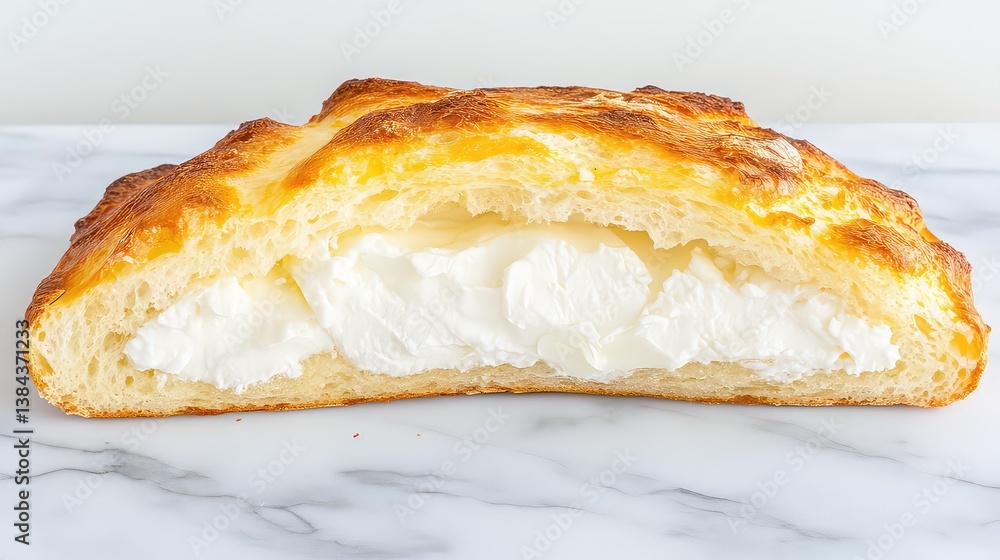 Freshly baked pastry with creamy filling inside Freshly baked pastry with creamy filling inside