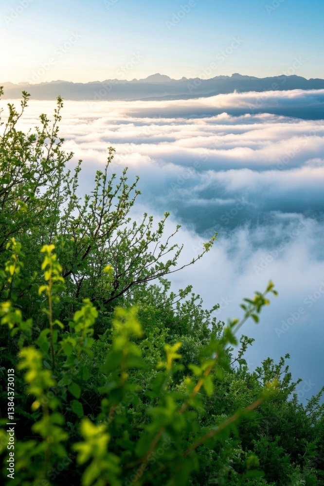 Fototapeta premium araffe view of a mountain with a few clouds in the sky