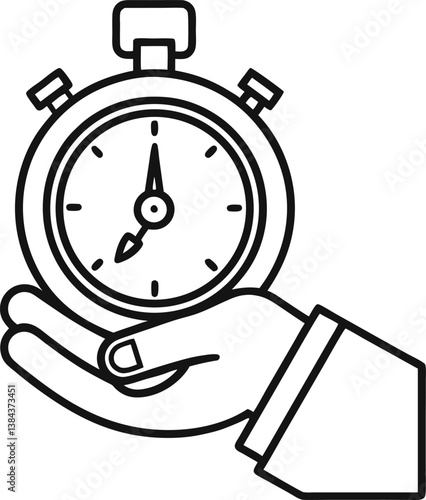 alarm clock and stopwatch holding on had, Maintain your time, use your time properly icon vector