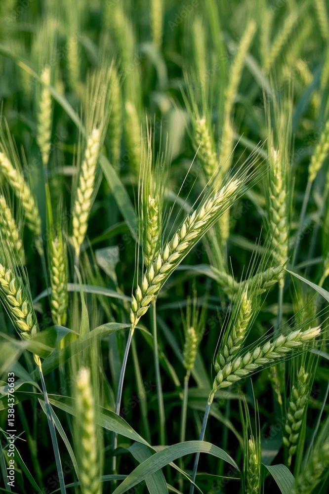 Fototapeta premium there are many green wheats growing in a field