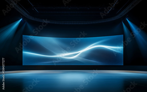 The lighting and set display effect of a large-scale indoor press conference
