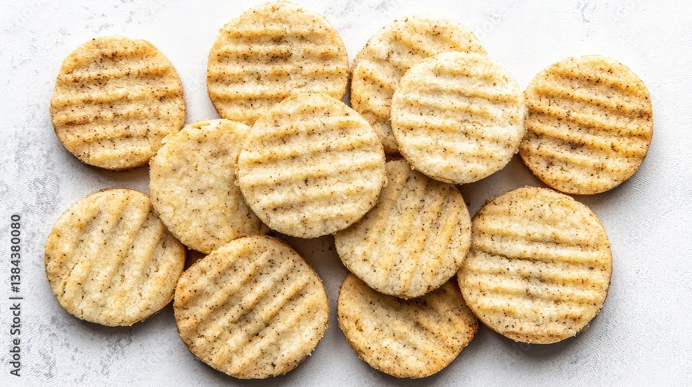 round textured crackers arranged on a light surface round textured crackers arranged on a light surface