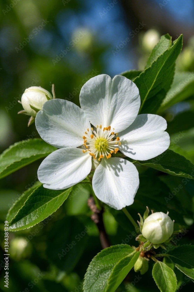Fototapeta premium there is a white flower that is growing on a tree
