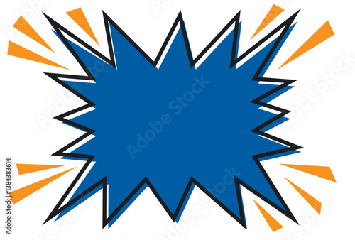 ギザギザ爆弾の四角吹き出しフレーム/青