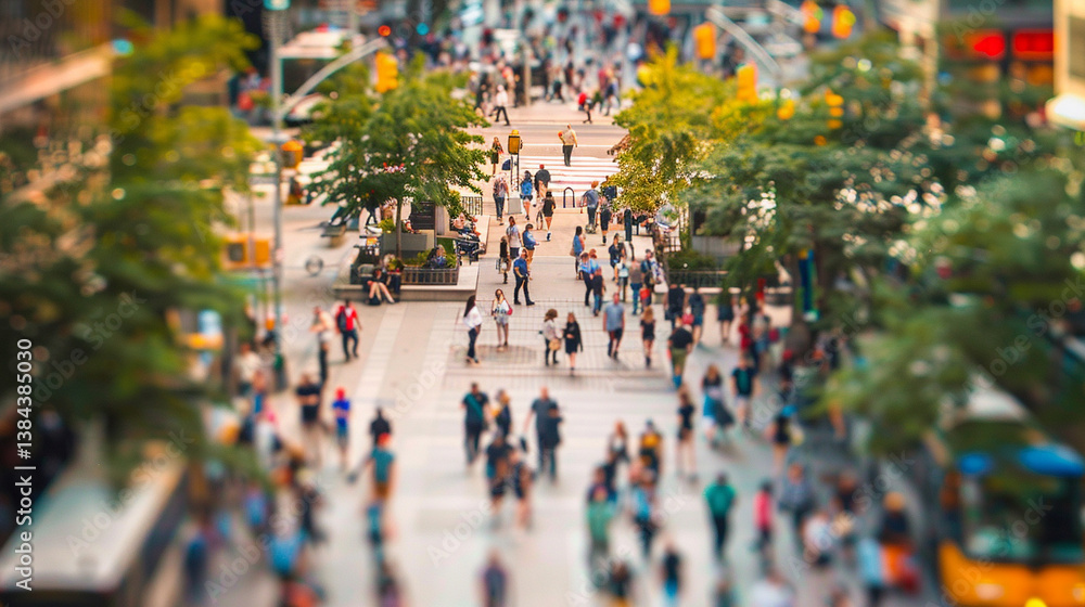 Obraz premium A crowded downtown area with tourists and locals. stock image, hd quality, natural look
