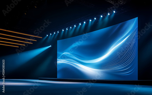 The lighting and set display effect of a large-scale indoor press conference
