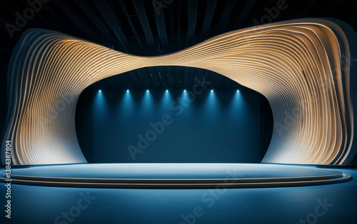 The lighting and set display effect of a large-scale indoor press conference

