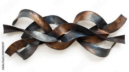 Metal wall sculptures isolated on white background