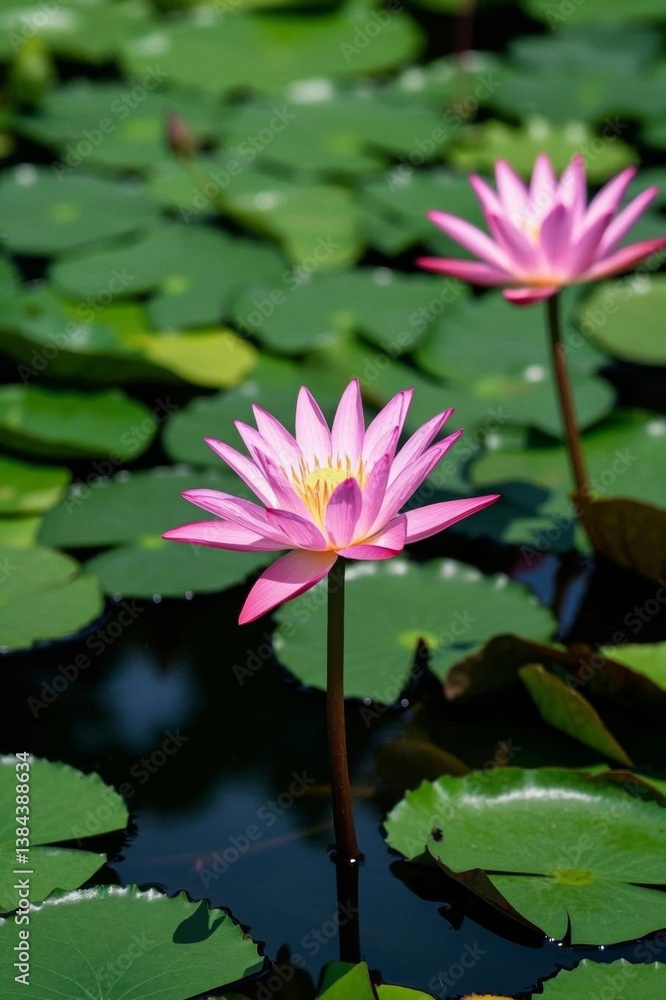 there are two pink flowers that are in the water there are two pink flowers that are in the water