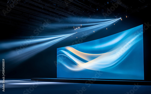The lighting and set display effect of a large-scale indoor press conference
