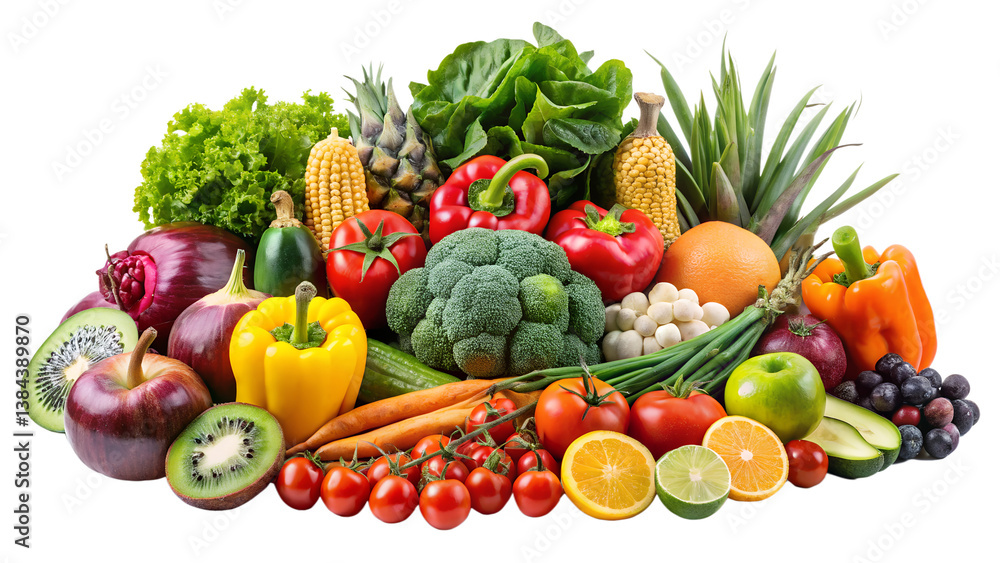 vegetables and fruits isolated on transparent background. vegetables and fruits isolated on transparent background.
