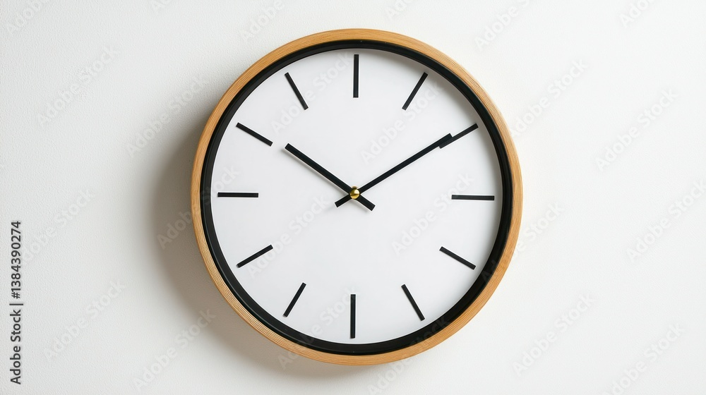 Minimalist wall clock isolated on white background Minimalist wall clock isolated on white background