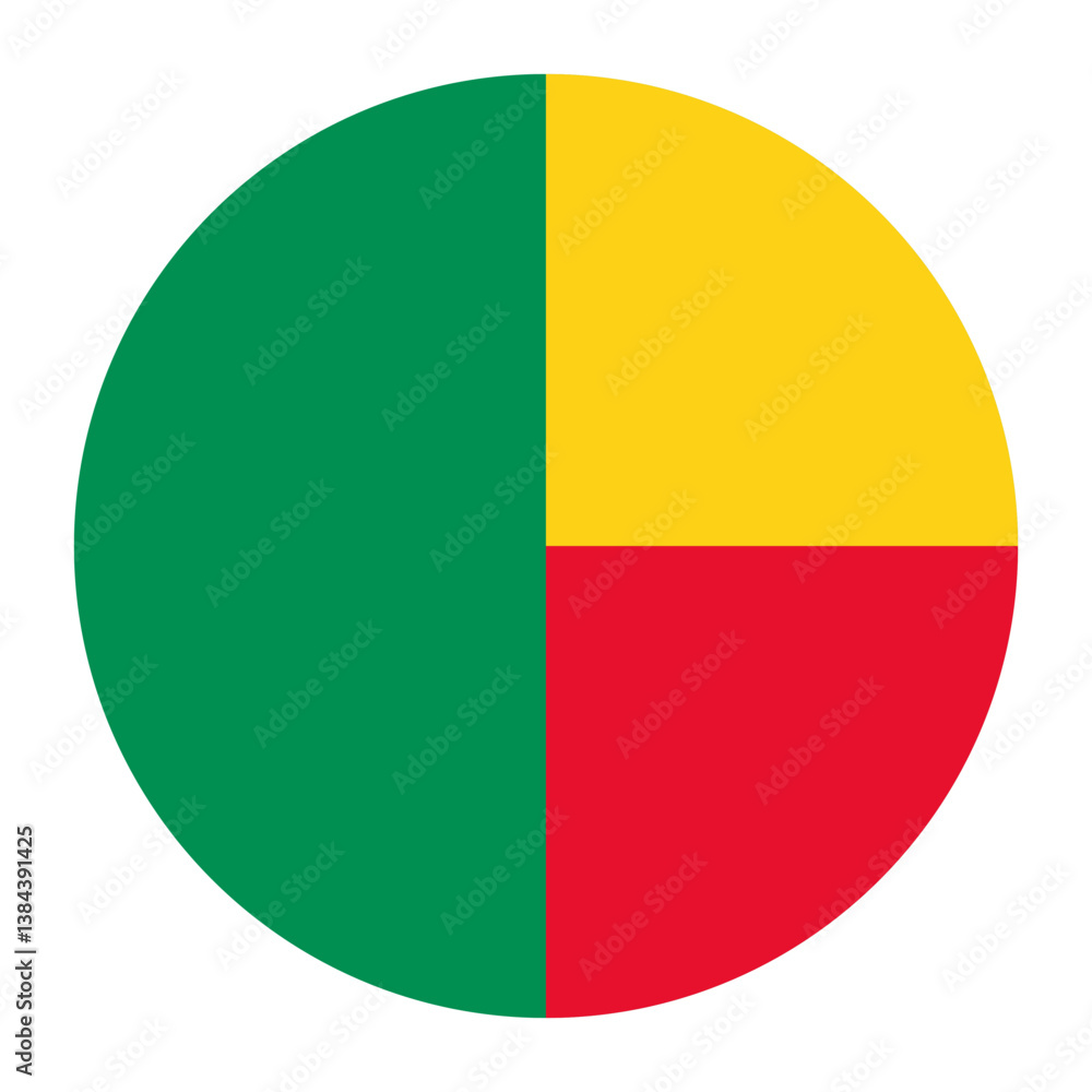 Fototapeta premium Benin circle flag logo icon digital vector illustration