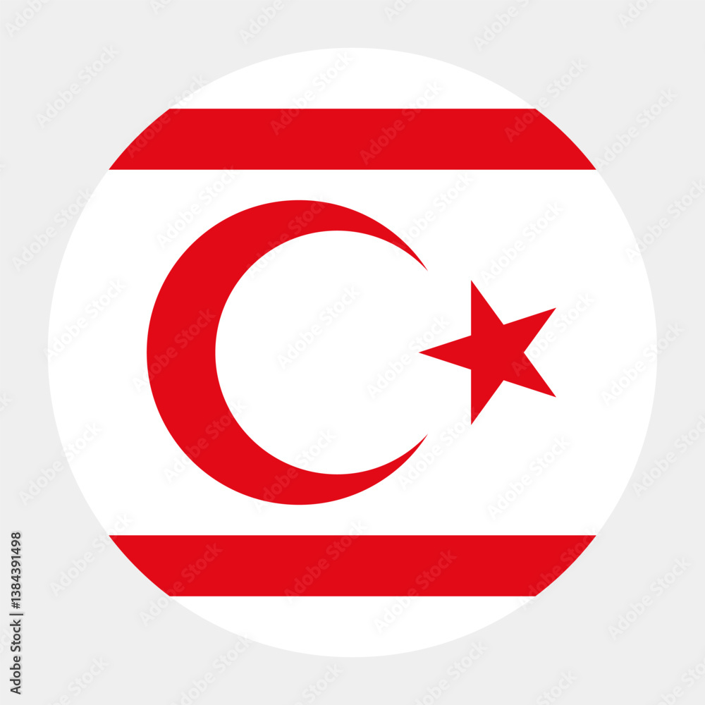 Obraz premium Flag of Northern Cyprus. Button flag icon. Standard color. Circle icon flag. Computer illustration. Digital illustration. Vector illustration.