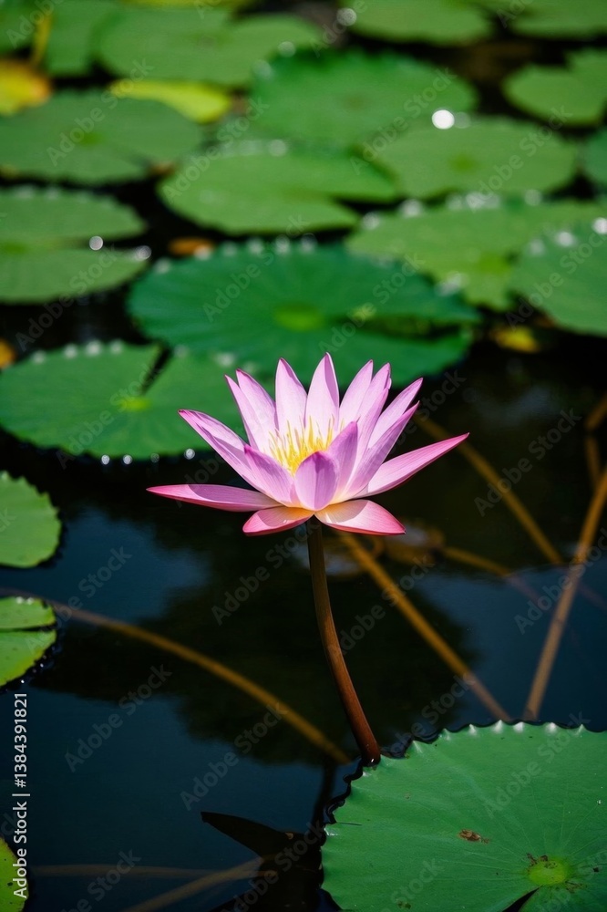 arafed pink flower in a pond with green leaves arafed pink flower in a pond with green leaves