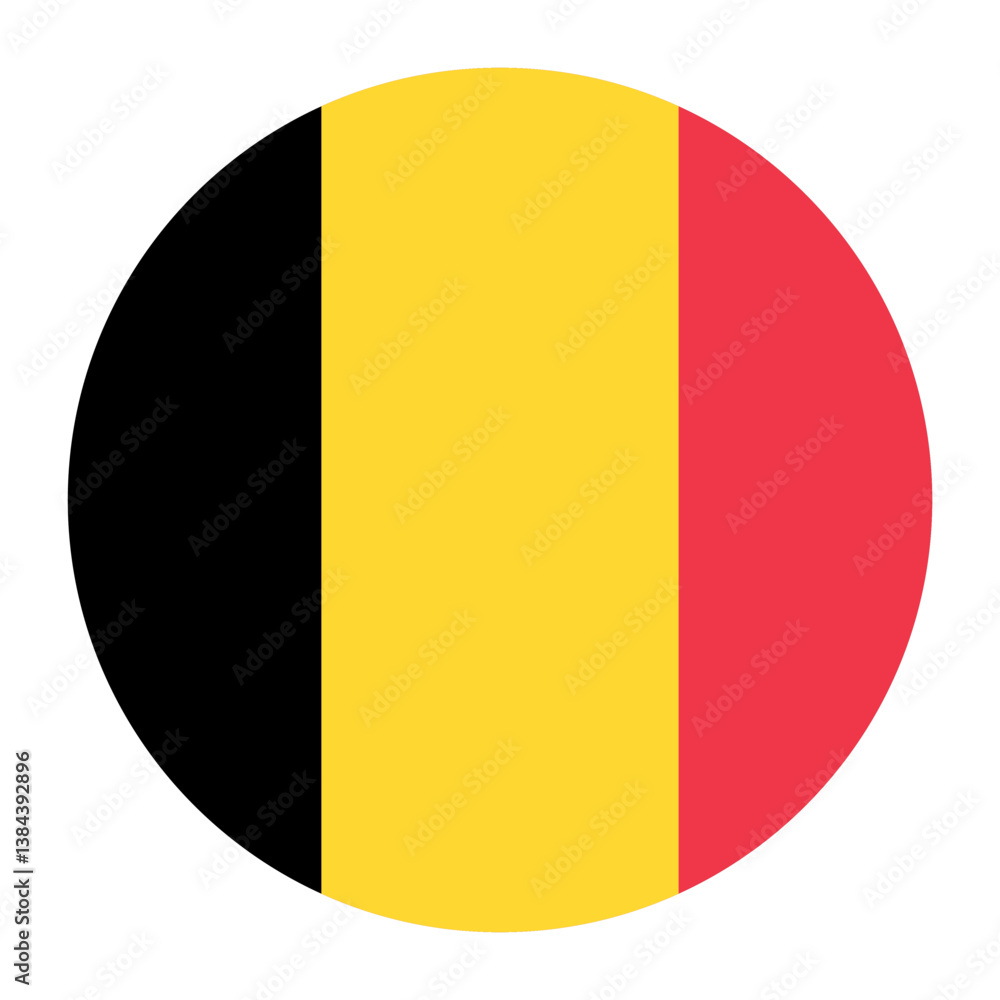 Fototapeta premium The flag of Belgium. Flag icon. Standard color. Round flag. Computer illustration. Digital illustration. Vector illustration.