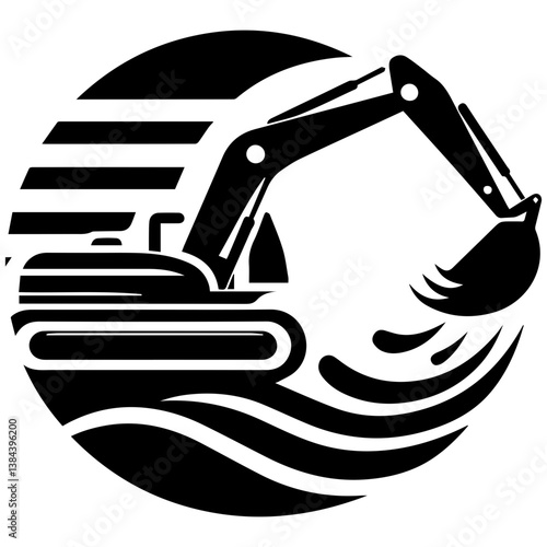 Abstract silhouette excavator for stylish vector and design designs
