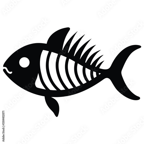 Black and White Dead Fish Bone Silhouette