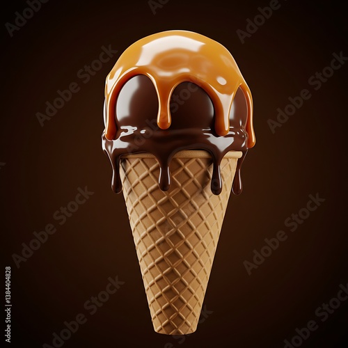 Wallpaper Mural Indulge in Creamy Chocolate and Caramel Ice Cream Cone Delight Torontodigital.ca