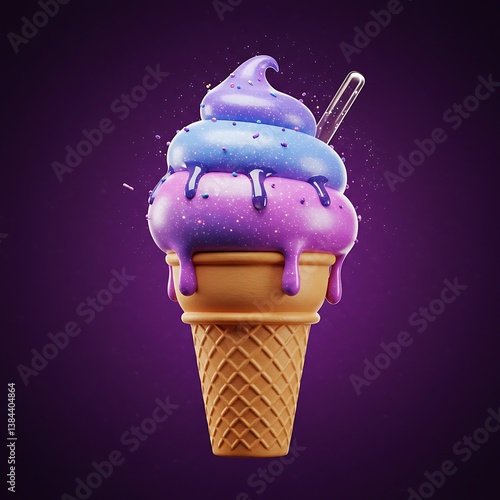 Wallpaper Mural Delicious Ice Cream Cone with Colorful Swirls and Sprinkles Torontodigital.ca