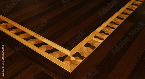 Exquisite Geometric Marquetry Border Detailing on Exotic Wood Flooring