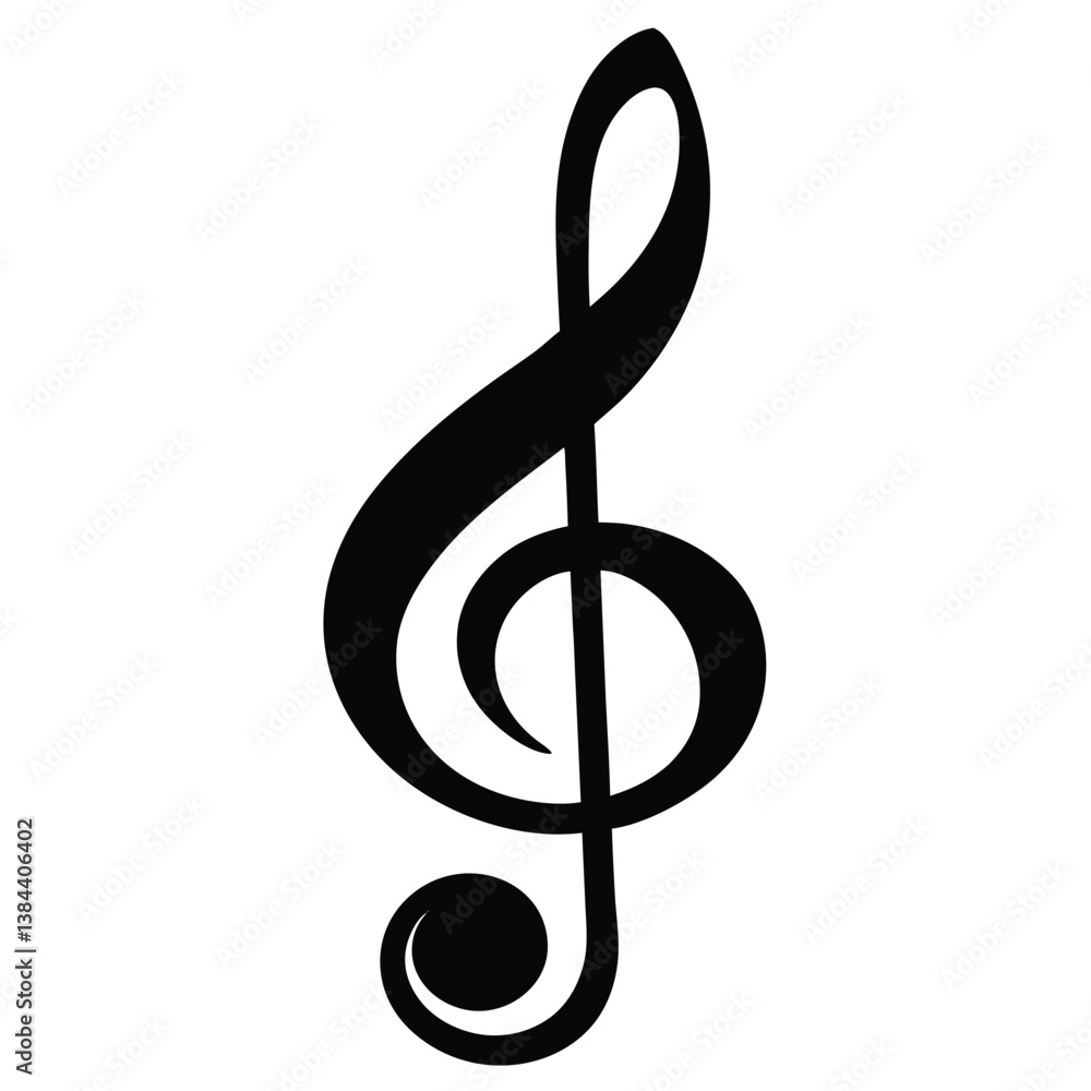 Isolated Black Treble Clef Design on White Backdrop for Musical Scores Isolated Black Treble Clef Design on White Backdrop for Musical Scores