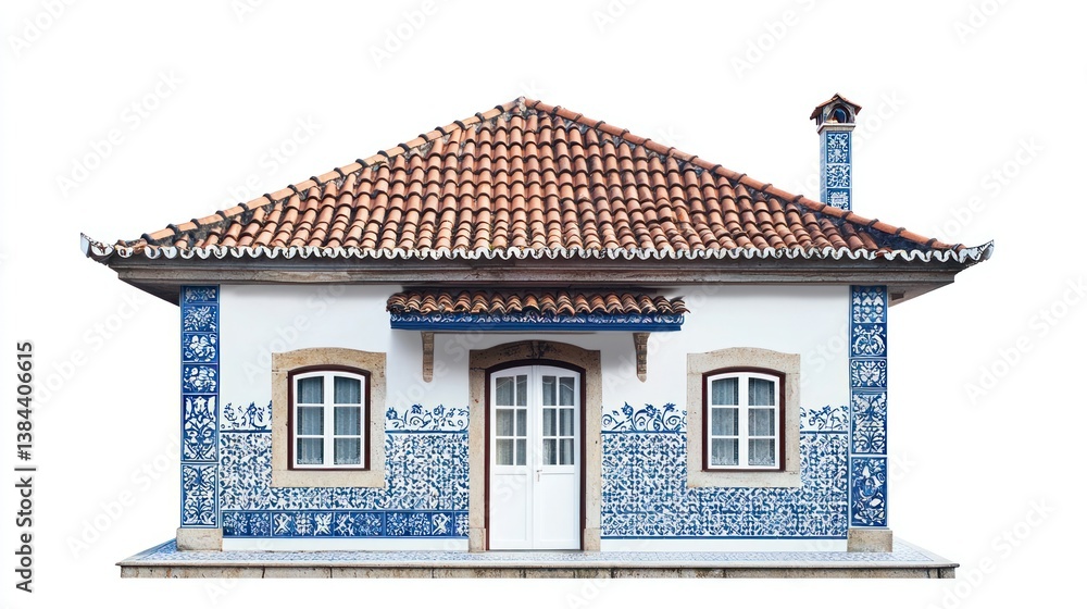 Obraz premium Portuguese Azulejo-tiled home isolated on white background