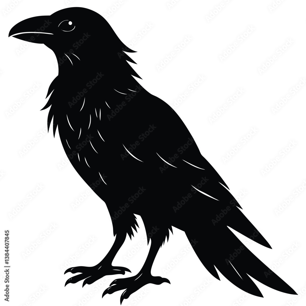 Fototapeta premium Raven Silhouette Vector, Gothic Bird, Black Crow Design