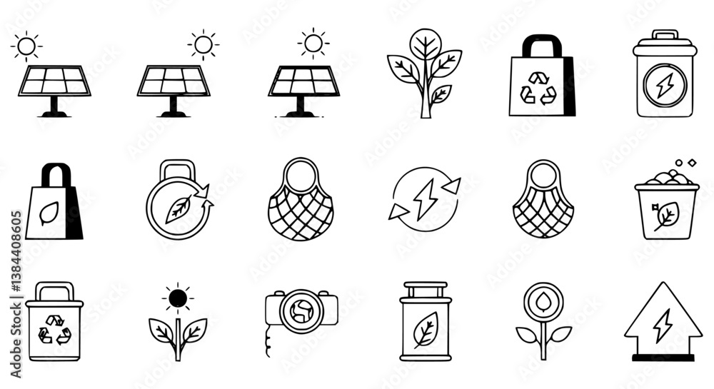 Ecology icons set. Outline set of ecology vector icons for web design isolated on white background Ecology icons set. Outline set of ecology vector icons for web design isolated on white background