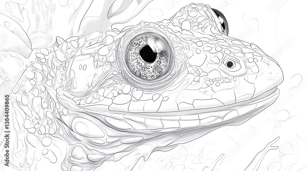 Detailed Line Art of a Frog's Head Detailed Line Art of a Frog's Head