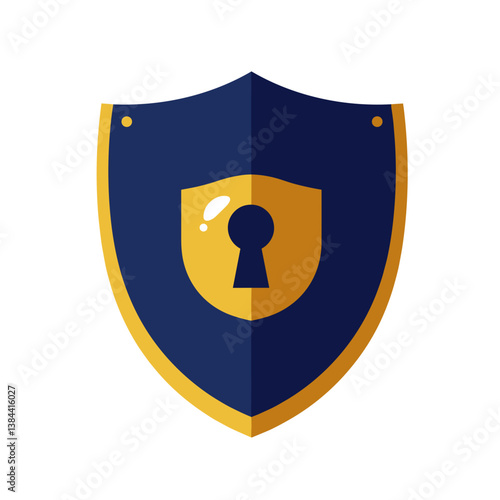 Lock Shield Icon Design in Blue and Gold Colors  