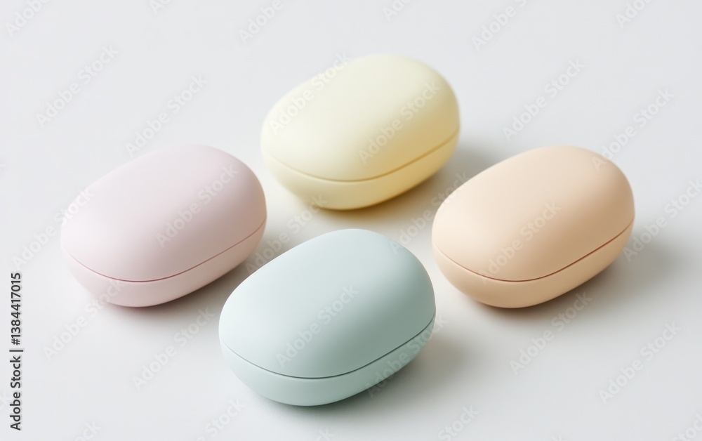 Pastel Oval Objects on White Background Pastel Oval Objects on White Background
