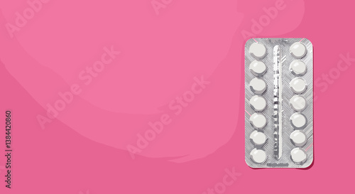 Birth Control Pills on a Pink Background  