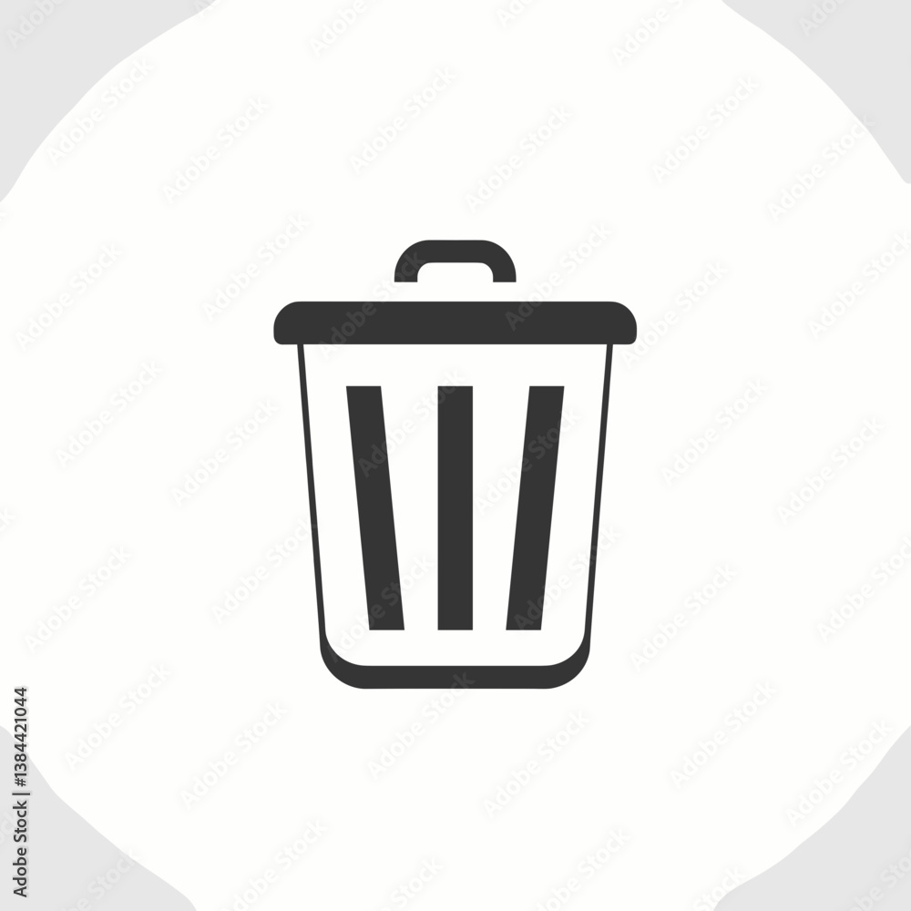 Trash Can Icon in Minimalist Style on a Light Background Trash Can Icon in Minimalist Style on a Light Background