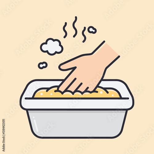 Hand using paraffin bath for men in a cozy setting  