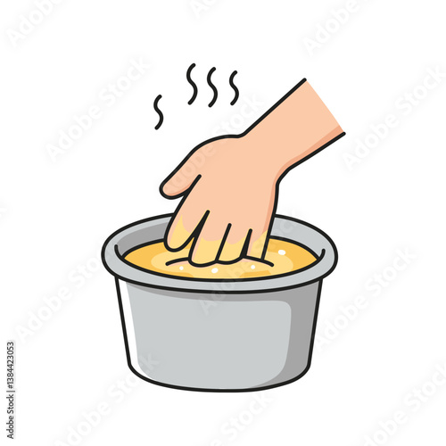 Hand applying warm paraffin treatment for relaxation  