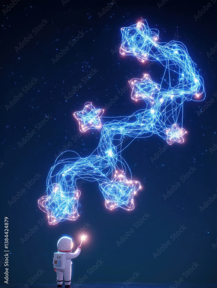 Fototapeta premium Futuristic robot holding a glowing light source in a dark environment, symbolizing innovation and technology advancements