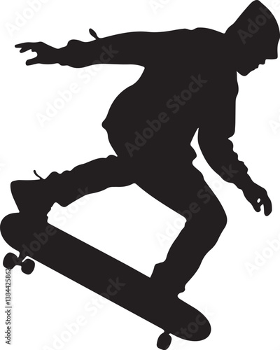A silhouette of a skateboarder with the words skateboarding on it
